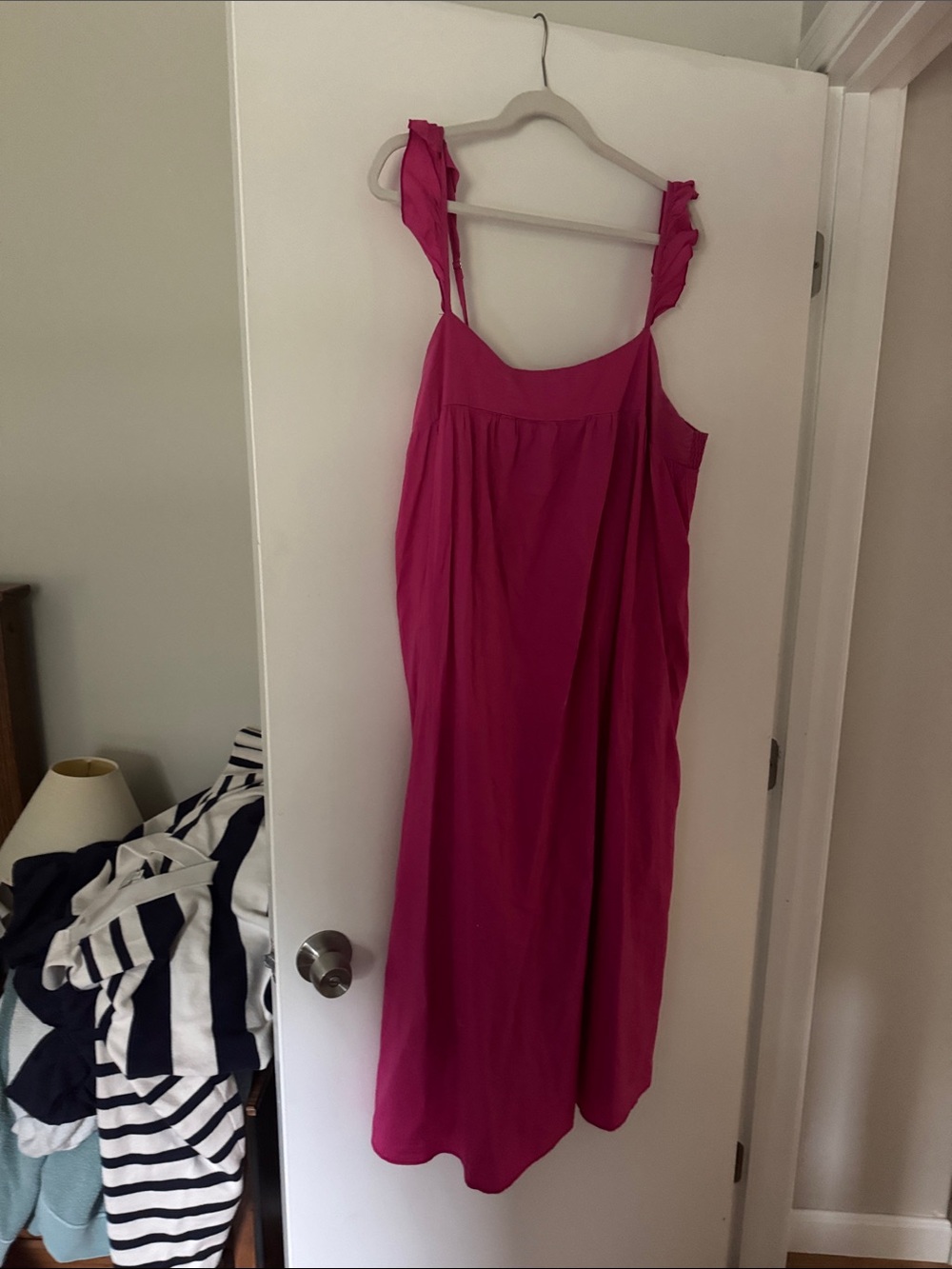 Show Me Your MuMu Fuchsia Midi Tie-Shoulder Dress